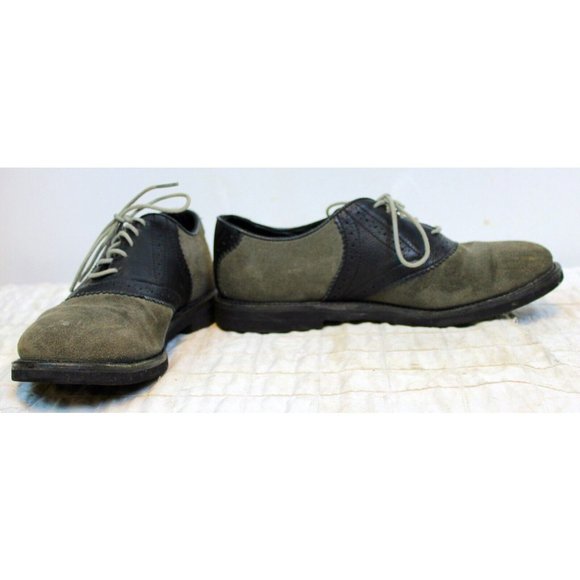 Walk Over Suede Shoes Saddle Grey Black Mens 8.5 Dress Dance Costume Uniform - Picture 9 of 12